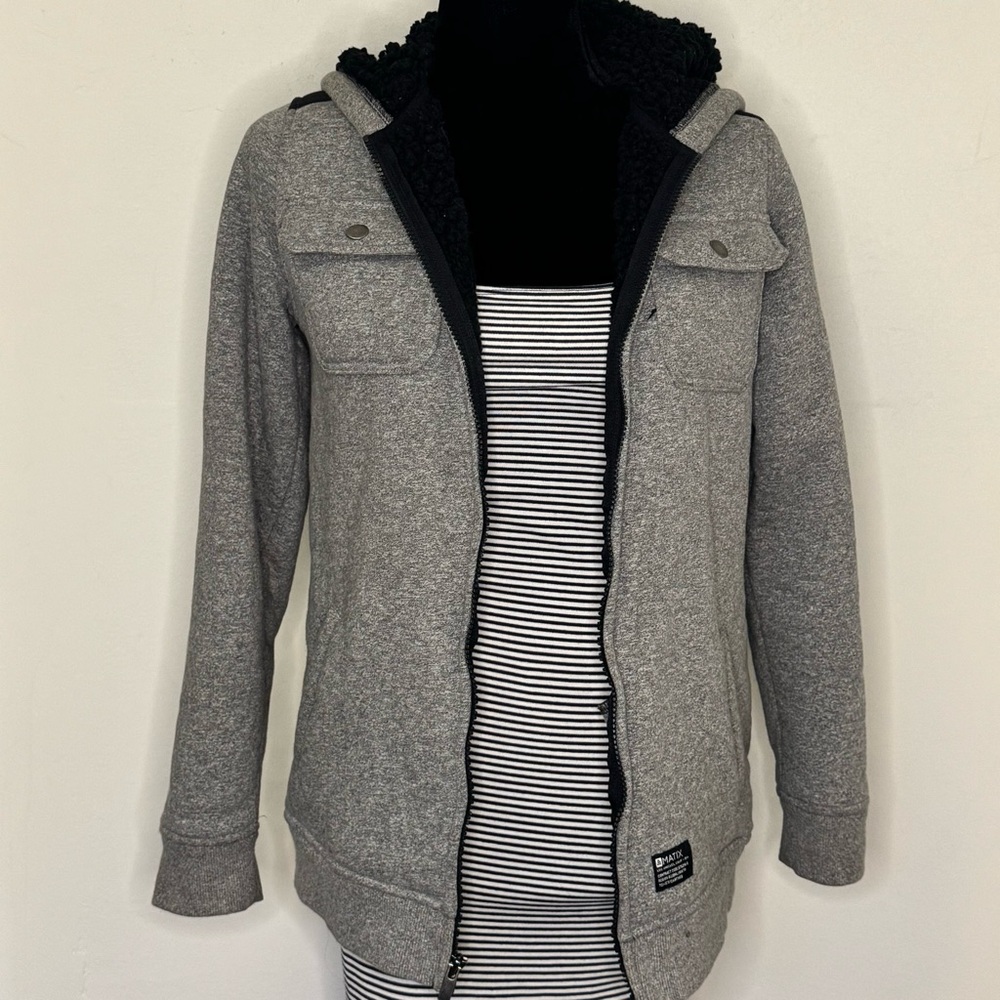 Matix grey hoodie jacket with plush interior